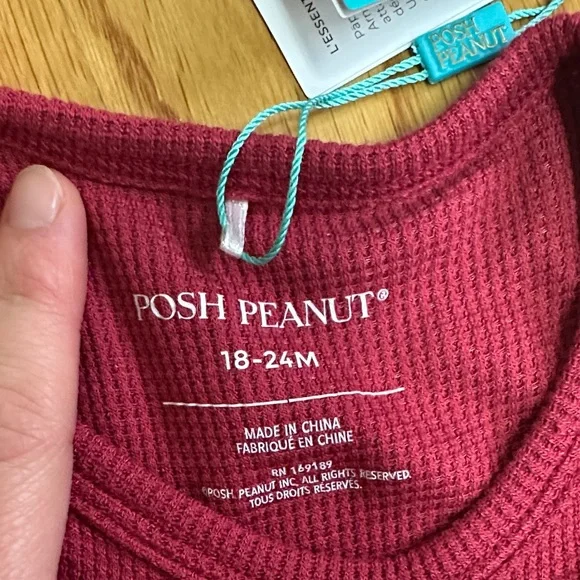 NWT Posh Peanut Burgundy waffle LS toddler Onsie with Tulle Skirt 18-24mo - Picture 2 of 4